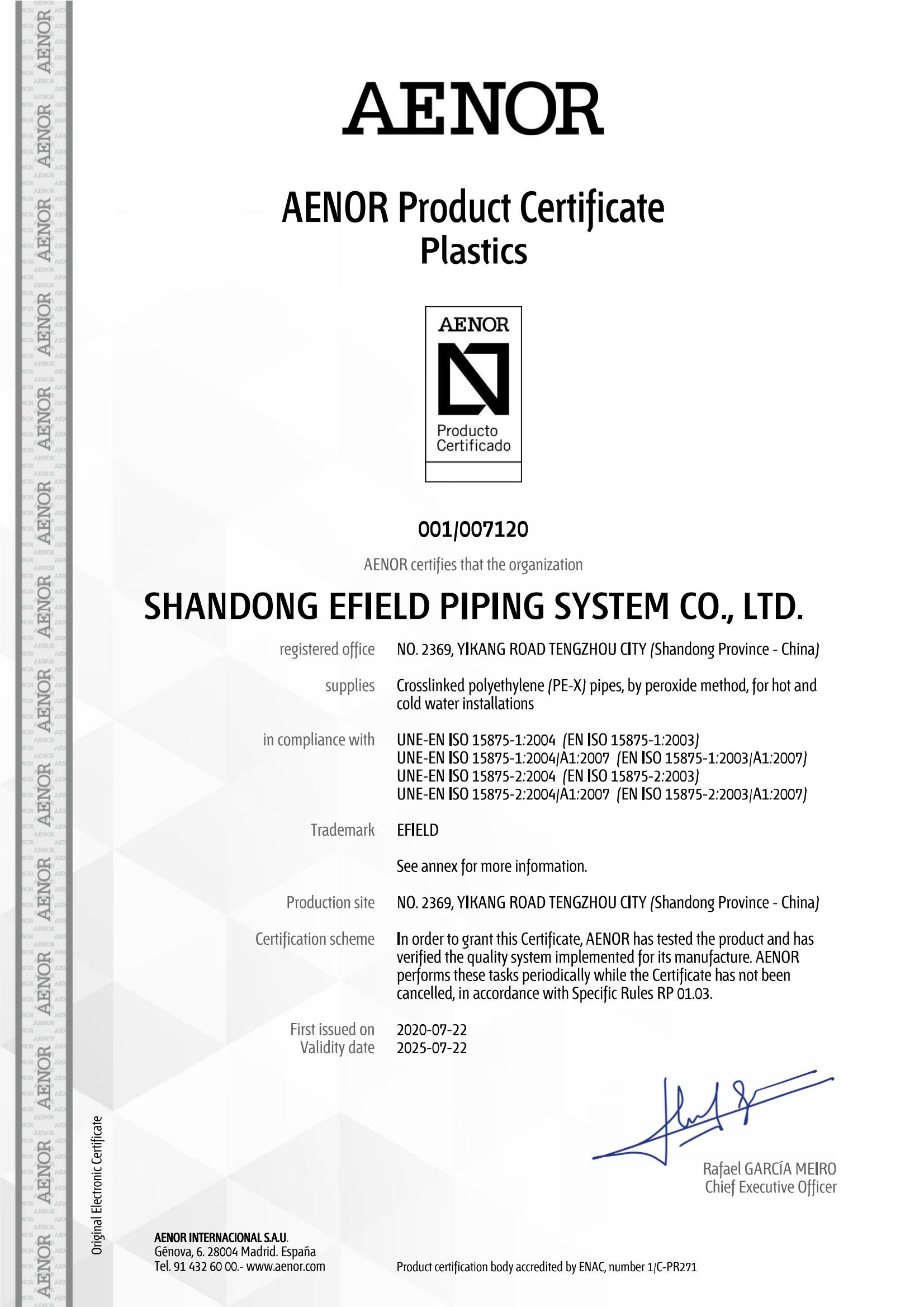 Spain-AENOR-Pexa pipe